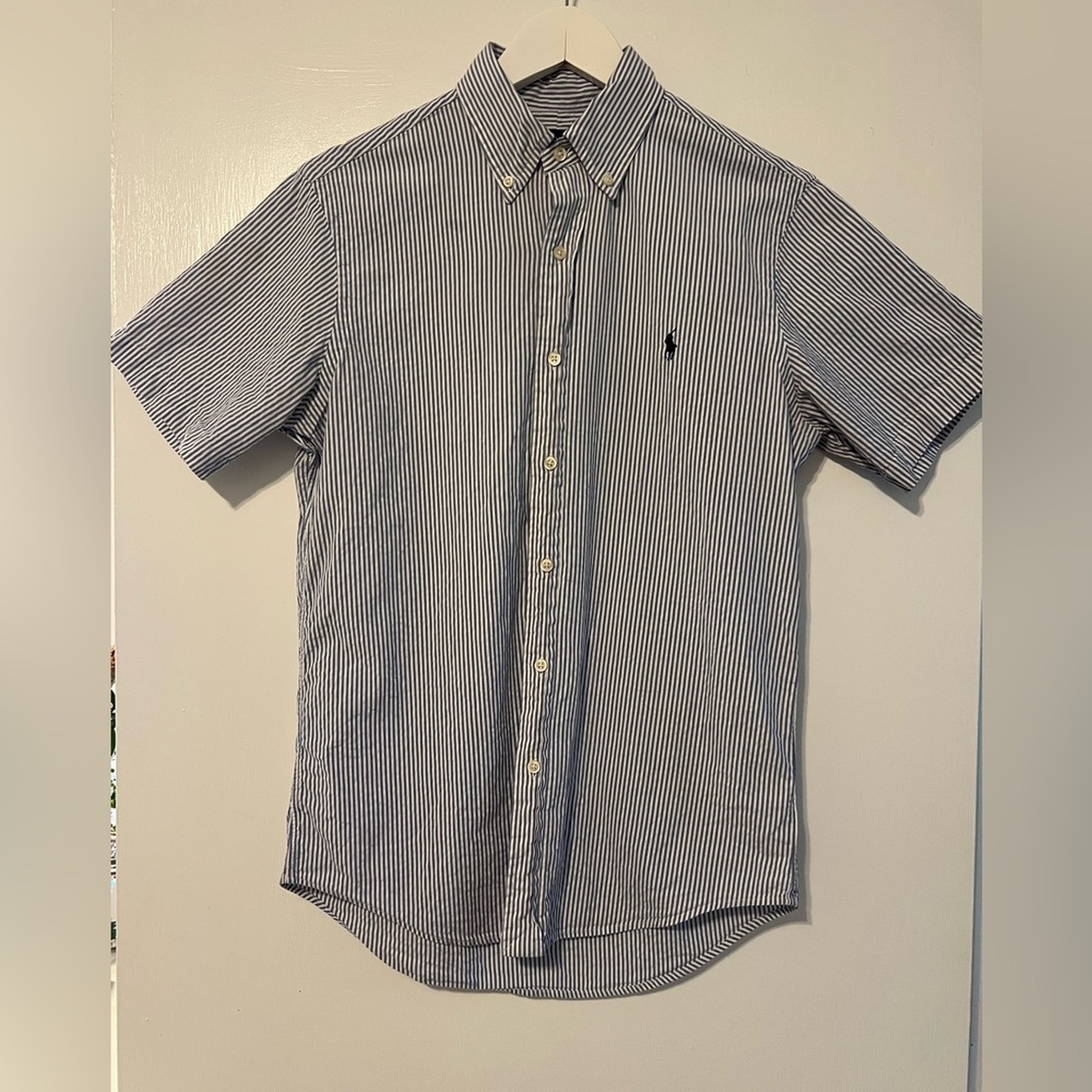 Ralph Lauren Blue and White Casual Button Down Shirt